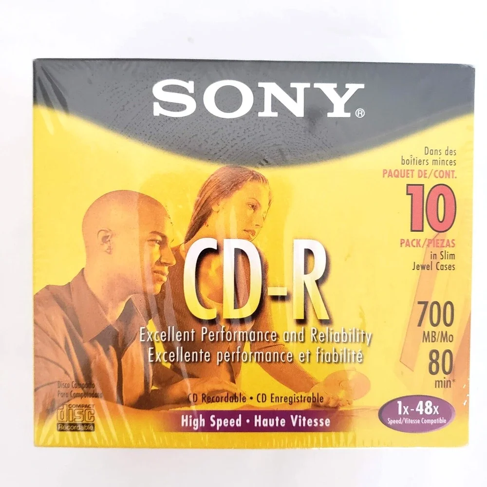 NEW!! (10) Pack Sony High Speed CD-R 700 MB 80-min 1x-48x Speed Slim Jewel Case